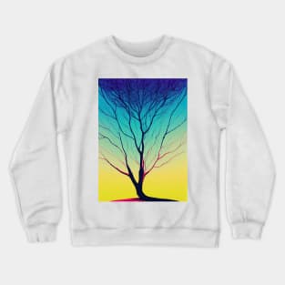 Lonely Tree at Sunset - Vibrant Colored Whimsical Minimalist - Abstract Bright Colorful Nature Poster Art of a Leafless Branches Crewneck Sweatshirt